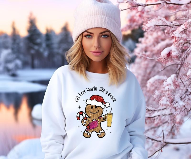 Looking like a snack gingerbread man Crewneck Sweatshirt Shirt Hoodie | PrintMintTees.com