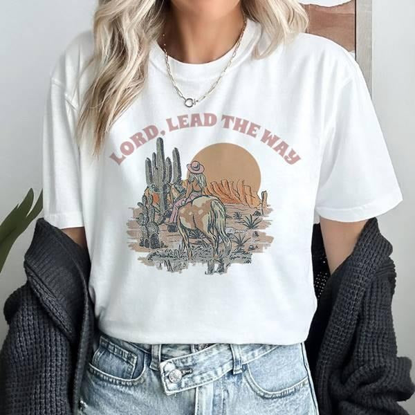 Lord Lead the Way Shirt Boho Christian Bible Verse Shirt Religious Shirt, Jesus Shirt Christian Gift Hoodie Sweatshirt