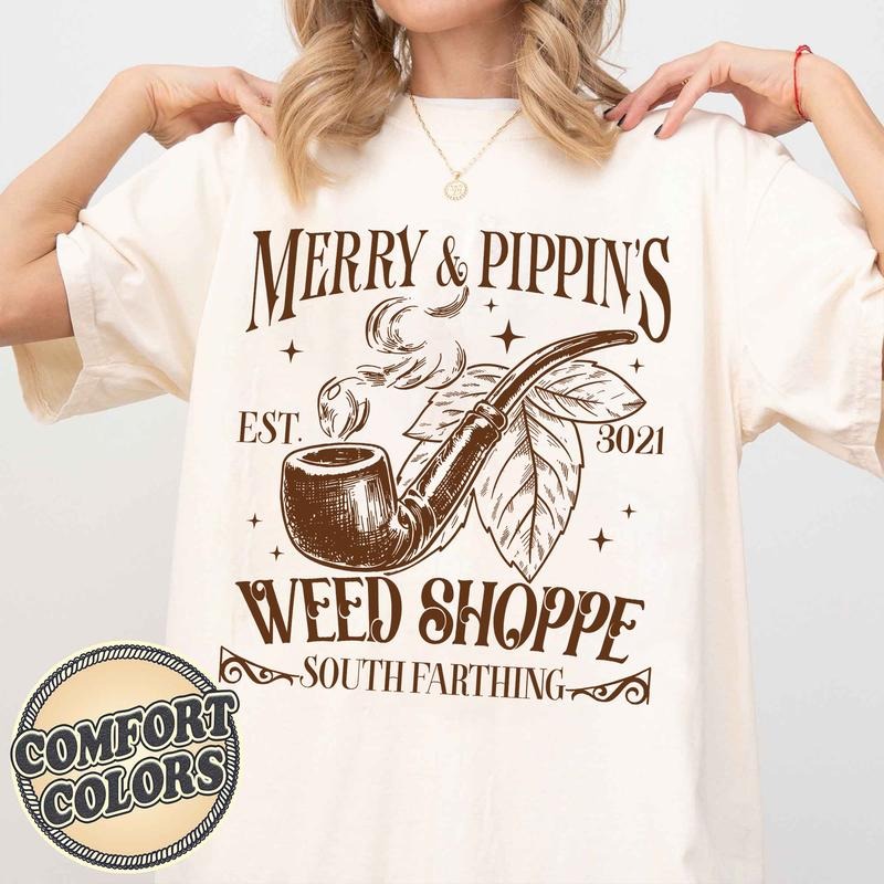 Lord Of The Rings Premium Shirt Comfort Colors, Lotr Fantasy Merch, Merry & Pippin Weed Shoppe T-shirt, Lotr Jrr Tolkien...