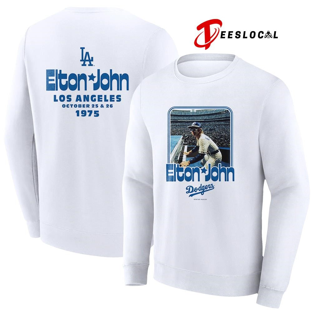 Los Angeles Dodgers x Elton John 1975 sportique white duke photo shirt