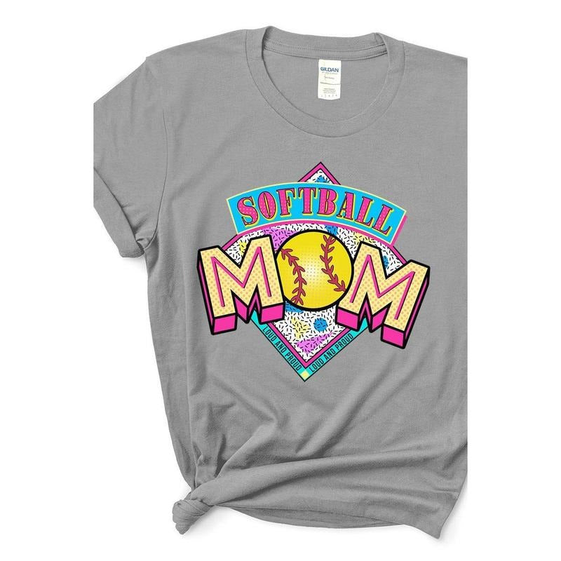 Loud And Proud Softball Mom Short Sleeve Relaxed Fit T-Shirt Hoodie Sweatshirt | PrintMintTees.com
