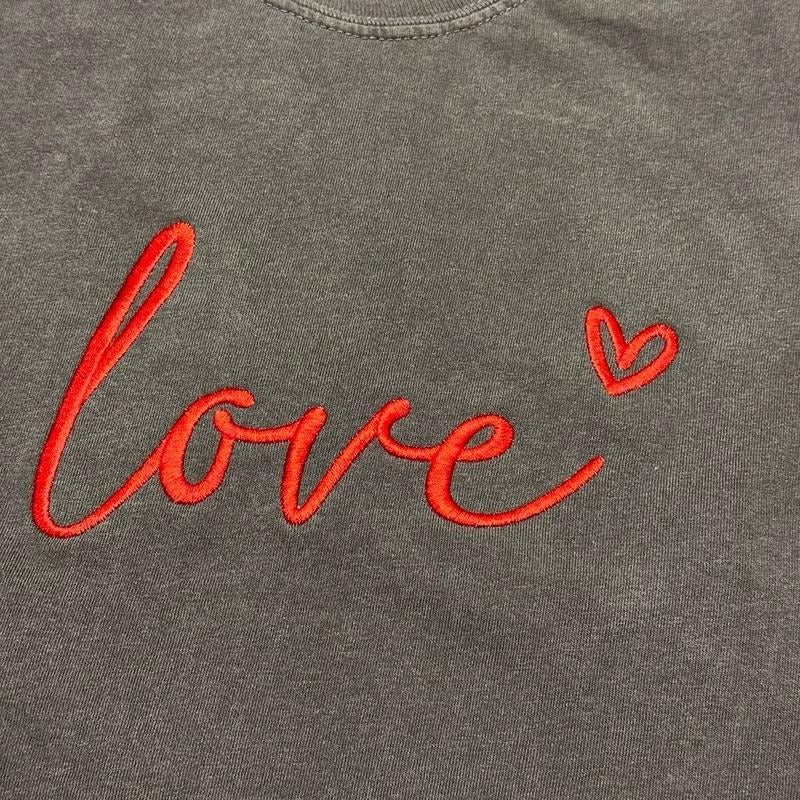 Love Embroidered Crewneck Sweatshirt Perfect and Cozy Casual T-Shirts, Hoodie | PrintMintTees.com