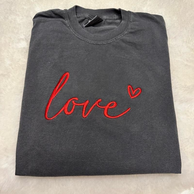 Love Embroidered Custom Colors Tee Shirt Hoodie Sweatshirt | PrintMintTees.com
