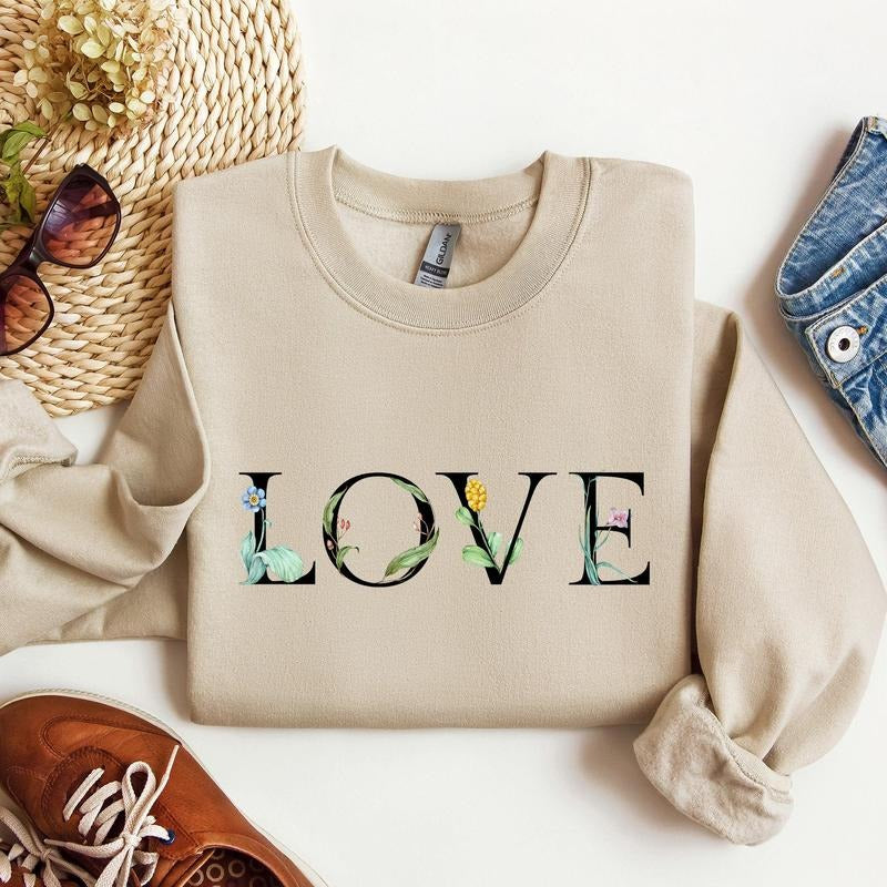 Love Flowers Crew Neck Love Heart Cupid Shirt Hoodie Sweatshirt