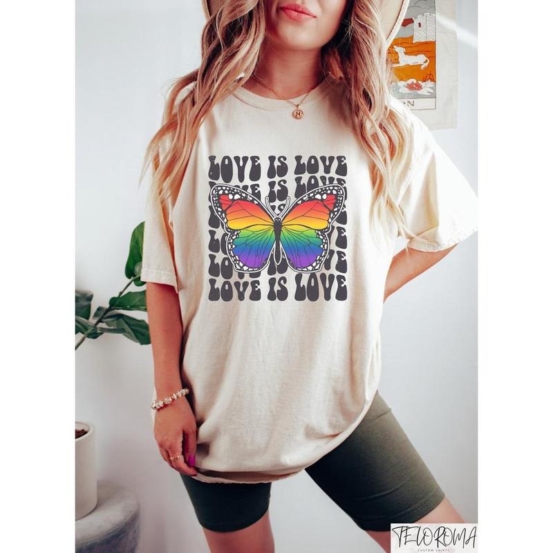 Love Is Love Shirt, Butterfly Pride Shirt, Colorful Butterfly T-Shirt, LGBTQ+ Shirt, LGBTQ+ Gifts Hoodie Sweatshirt