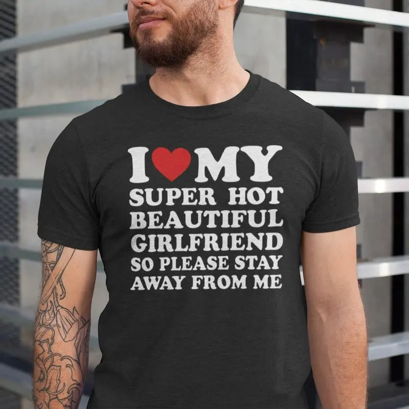 Love My Girlfriend Shirt, I Heart My Girlfriend Shirts, Valentine Shirt Cotton Menswear Hoodie Sweatshirt | PrintMintTees.com