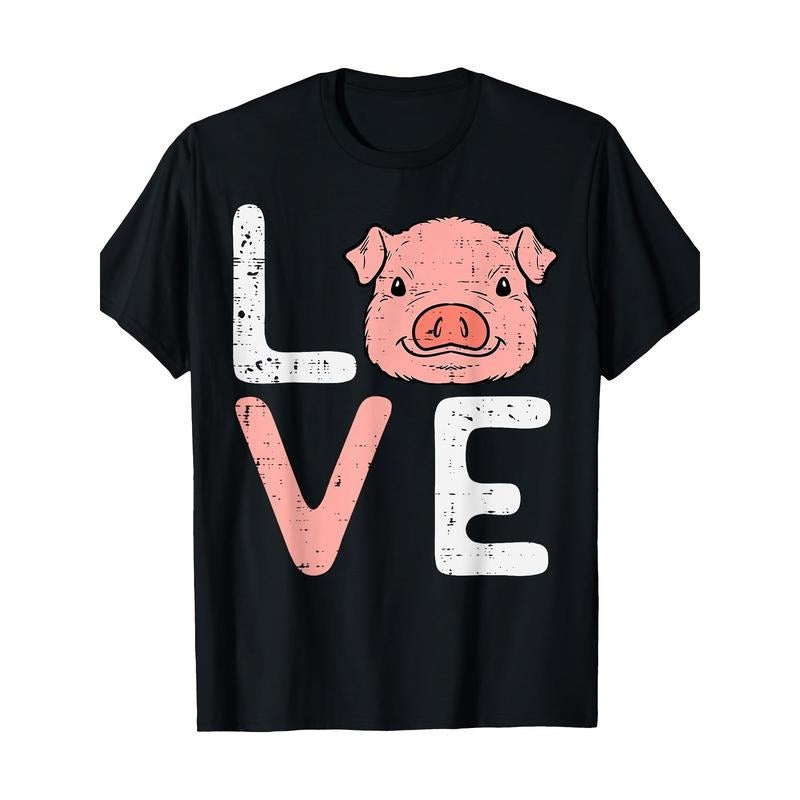 Love Pig Cute Hog Farmer Swine Farm Animal T-Shirt-100% Cotton 220g made in usa Hoodie Sweatshirt | PrintMintTees.com