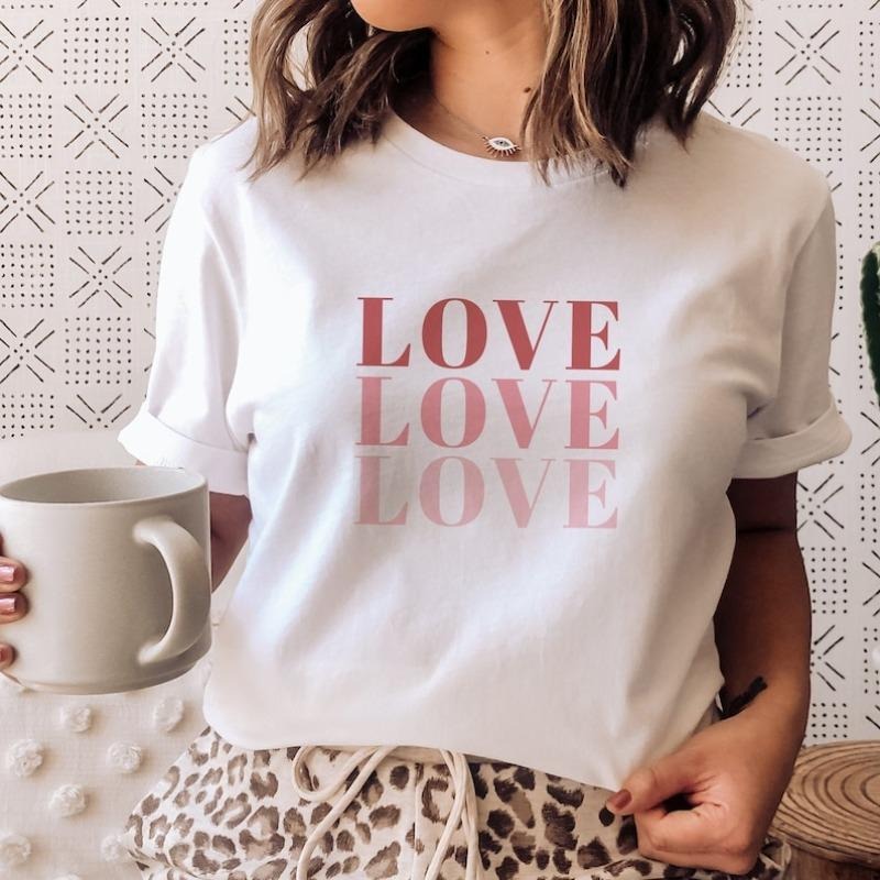 Love Slogan T-Shirt, Printed Graphic Tee, Valentines Day T-Shirt, Women's Casual T-Shirt, Love Tops, Galentines Gift,...