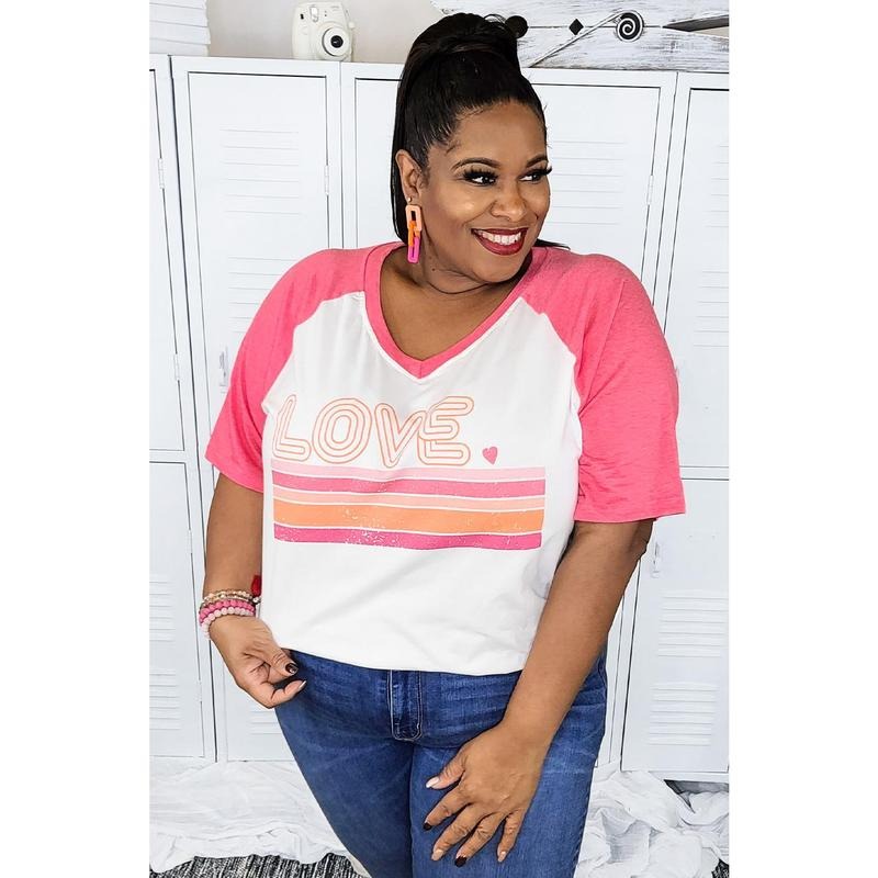 Love Stripes V-Neck T-Shirt Sleeve Top Hoodie Sweatshirt | PrintMintTees.com
