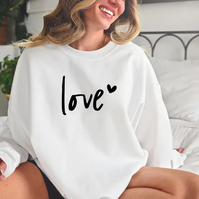 Love Sweatshirt, Heart Hoodie, Valentines Day Sweatshirt, Women's Sweatshirt, Couple Sweatshirt, Gift For Her, Love...