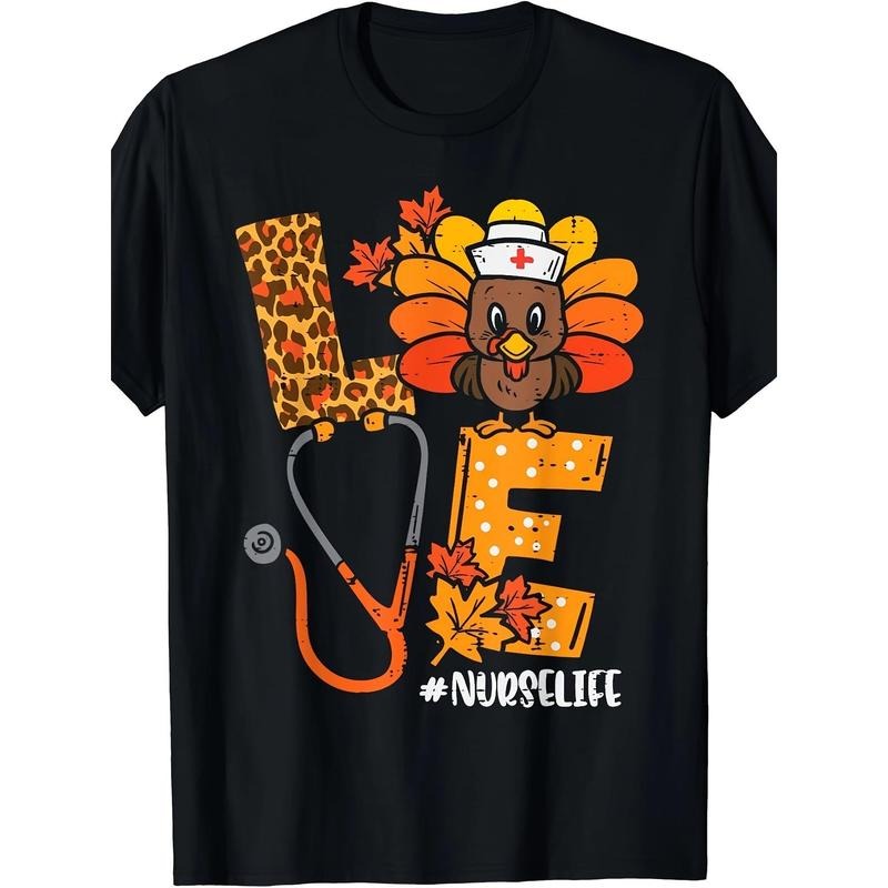 Love Turkey Thanksgiving Nurse Life Fall Top Men T-Shirt Made in USA Hoodie Sweatshirt | PrintMintTees.com