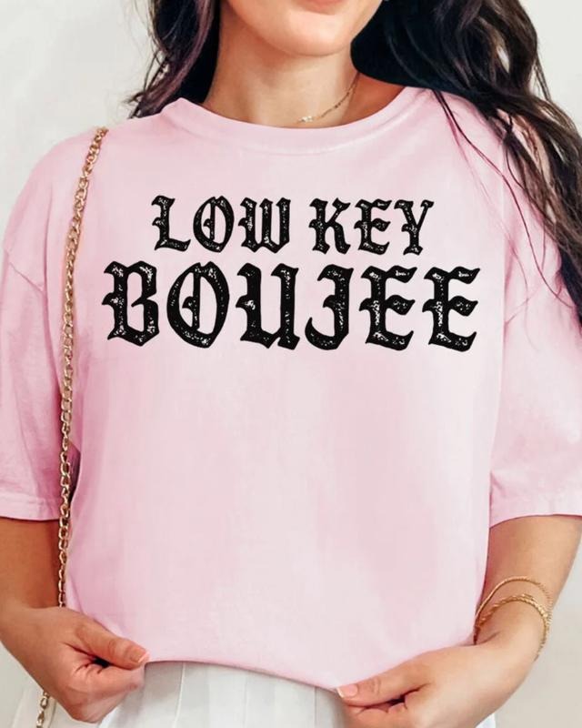 Low Key Boujee Comfort Colors Adult Ring-Spun Cotton Tee unisex short sleeve tee graphic tees y2k Print T-Shirt Hoodie...