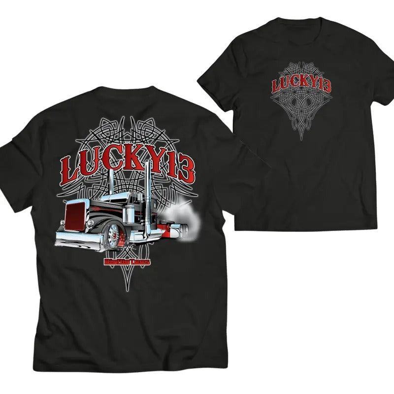 Lucky 13 Graphic Tractor Tees, Truck shirts, Shirts For Men, Car Merch, Stylish Car Merch for Automotive Enthusiasts...