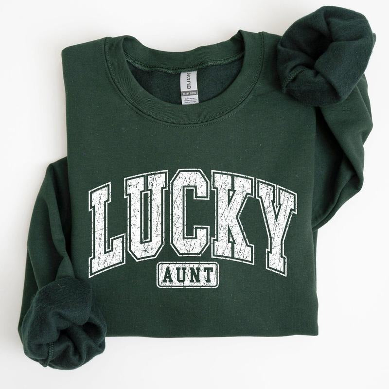 Lucky Aunt, Retro, St Patrick's Day Sweatshirt Shirt Hoodie | PrintMintTees.com