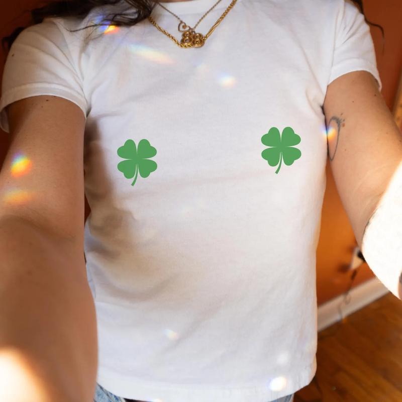 Lucky Four Leaf Clover Baby Tee, Four Leaf Clover Baby Tee, St Pattys Day Tee Shirt, Shamrock Four Leaf Shirt, Irish...
