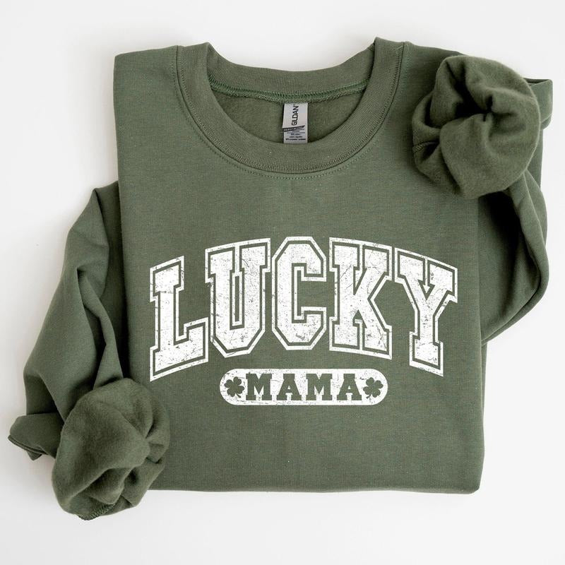 Lucky Mama, Retro, St Patrick's Day Sweatshirt Shirt Hoodie | PrintMintTees.com