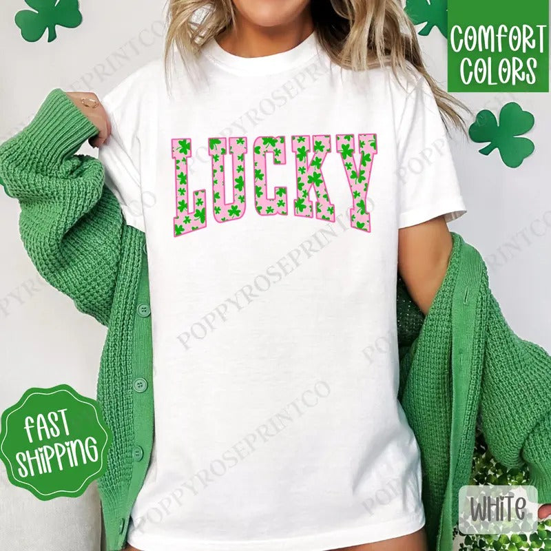 Lucky St Patrick Shirt Comfort Colors, St Patrick's Day Women's Tee, Cute Women's Tshirt Hoodie Sweatshirt