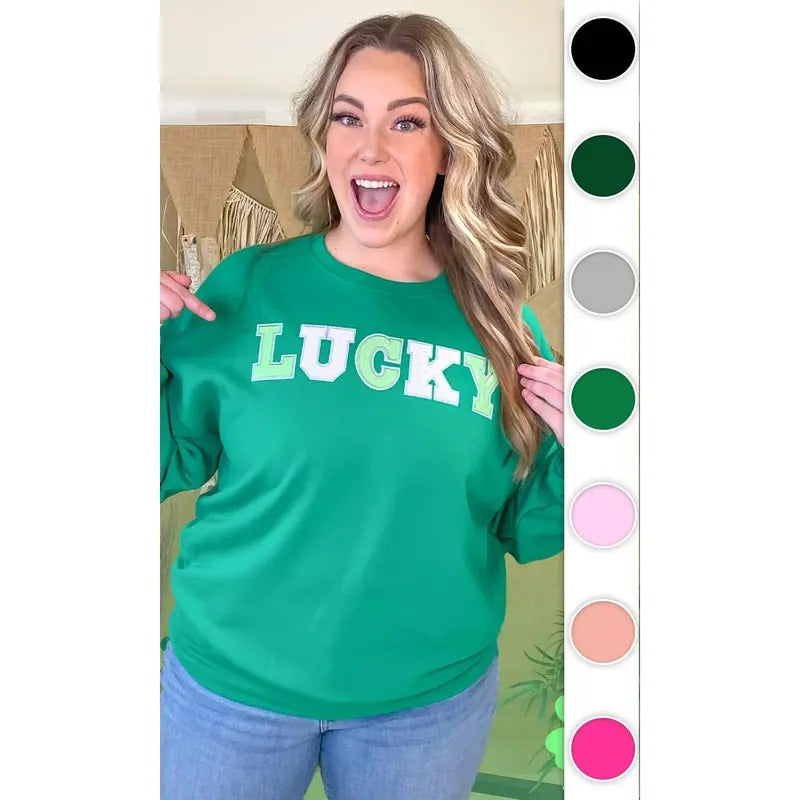 Lucky St Patricks Day Sequin Graphic Sweatshirt Shirt Hoodie | PrintMintTees.com