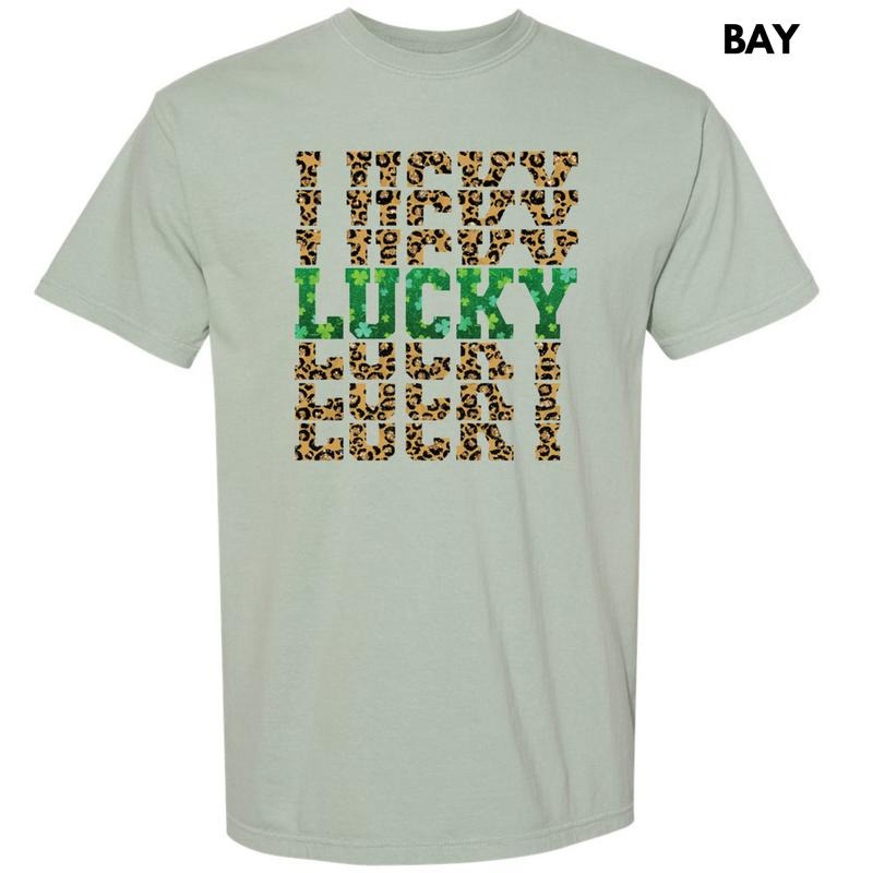 Lucky Stacked Leopard Comfort Colors T-Shirt Hoodie, Sweatshirt | PrintMintTees.com