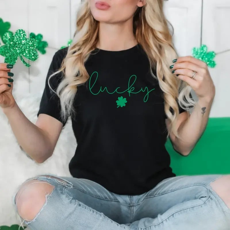 Lucky Sweatshirt, Clover Sweatshirt, St Patricks Day Sweatshirt, Saint Patrick's Pullover, Lucky Sweater, Clovers, Simple...
