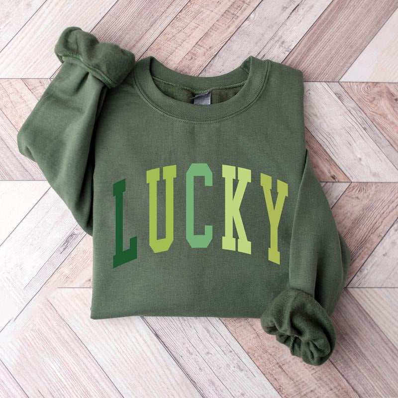 Lucky Sweatshirt, Lucky St Patrick's Day Sweatshirt, Happy Shamrock Shirt, Irish Shirt, Women's St Patricks Day Gift Hoodie