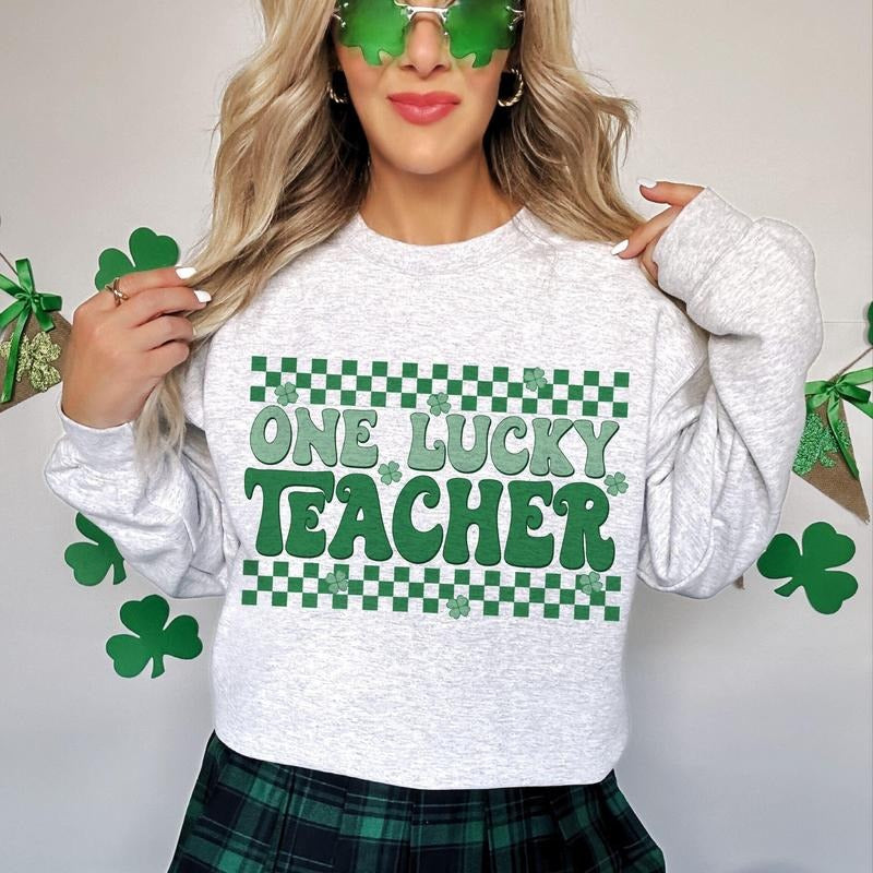 Lucky Teacher St Patrick's Day Teacher Irish Shamrock Teacher Graphic St Paddy's Day Shamrock Teacher Shirt Hoodie,...