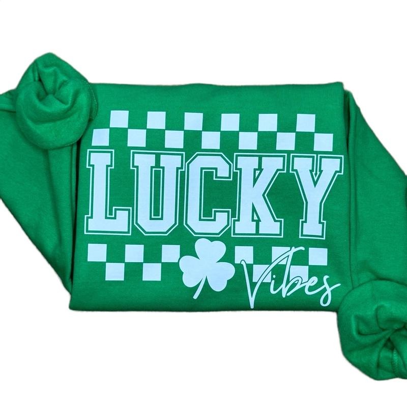 Lucky Vibes Sweatshirt, St. Patrick's Day Sweatshirt Shirt Hoodie | PrintMintTees.com