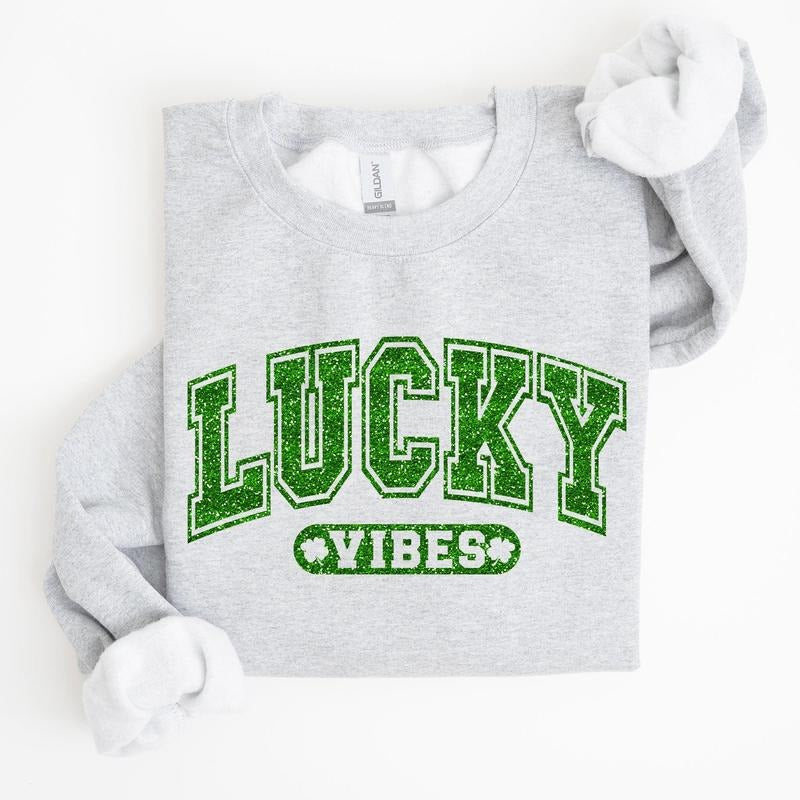 Lucky Vibes, Retro, Vintage, St Patrick's Day Sweatshirt Shirt Hoodie | PrintMintTees.com