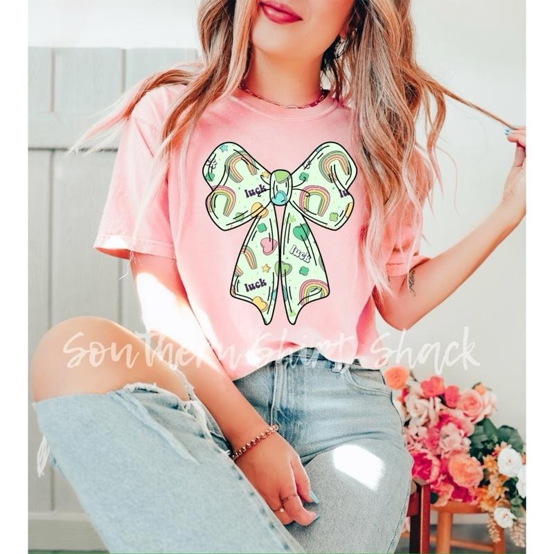 Lucky charm bow t shirt  | blossom comfort colors t shirt | st.pattys day t shirt Hoodie Sweatshirt | PrintMintTees.com