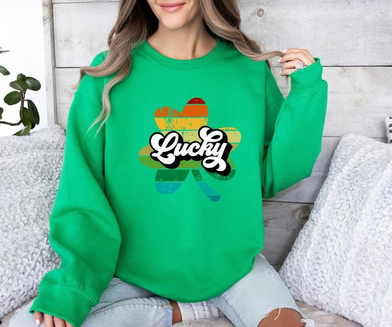 Lucky shamrock Crewneck Sweatshirt Shirt Hoodie | PrintMintTees.com
