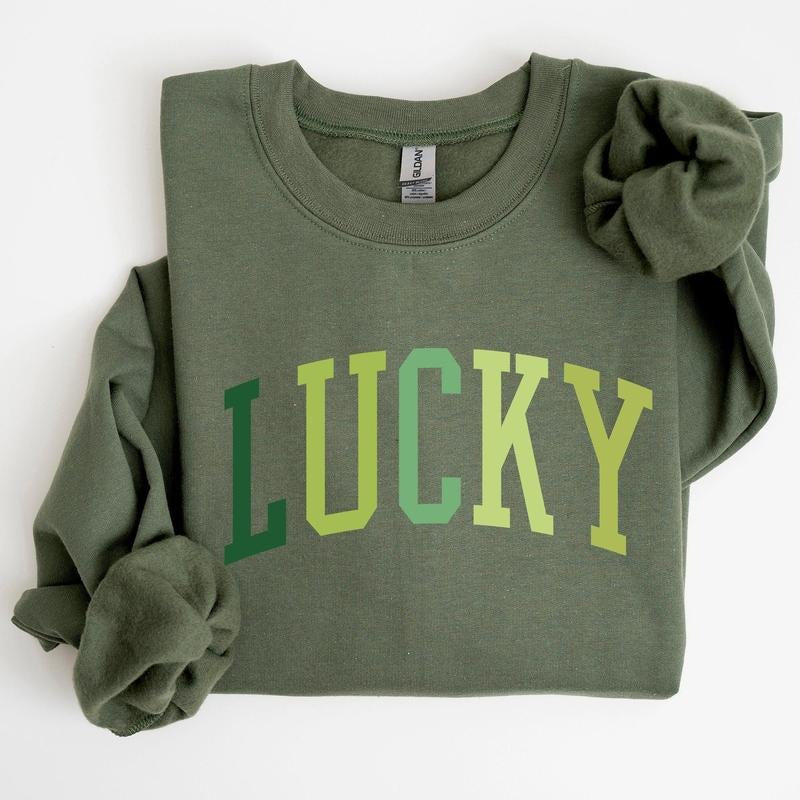 Lucky, Collegiate, St Patrick's Day Sweatshirt T-Shirts, Hoodie | PrintMintTees.com