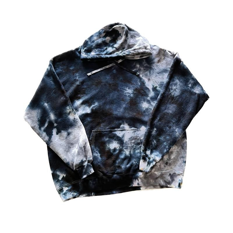 Luna Black Gray Hand Dyed Iced Dyed Tie Dye Casual Tops Long Sleeve T-Shirts, Hoodie, Sweatshirt