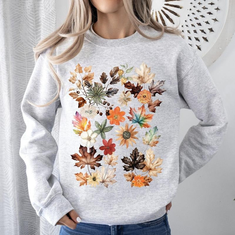 Lush Leaves Artistic Floral Print Sweatshirt T-Shirts, Hoodie | PrintMintTees.com