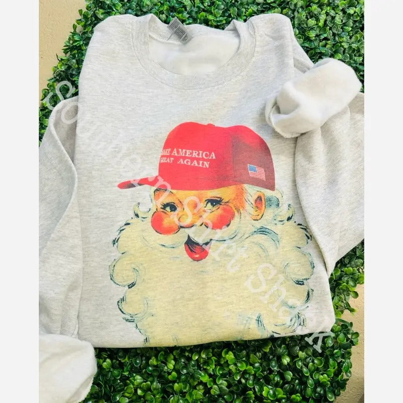MAGA Santa Christmas Sweatshirt | Trump Christmas Sweatshirt Shirt Hoodie | PrintMintTees.com