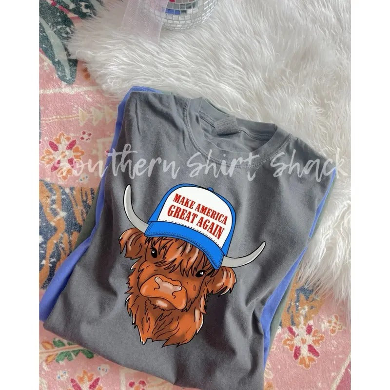 MAGA highland cow  | pepper  comfort colors t shirt Hoodie Sweatshirt | PrintMintTees.com