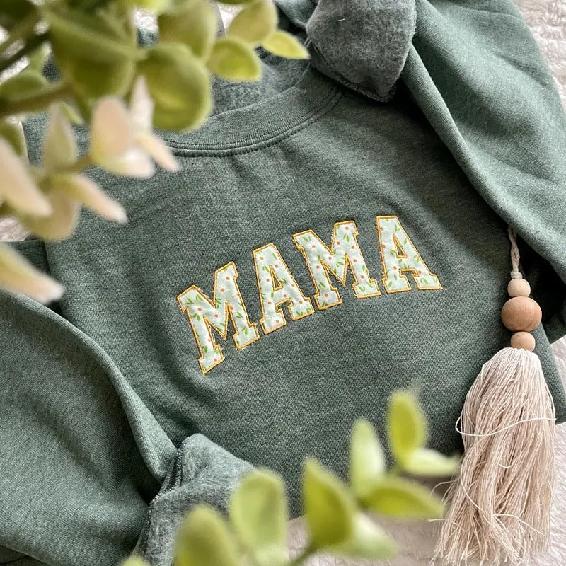 MAMA Floral Applique Sweatshirt T-Shirts, Hoodie | PrintMintTees.com