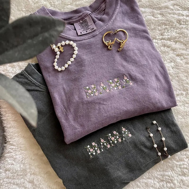 MAMA Floral Comfort Colors T-Shirt Hoodie Sweatshirt | PrintMintTees.com