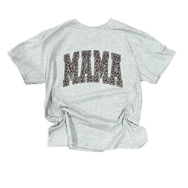 MAMA Leopard Print T-Shirt or Longsleeve Tshirt Cotton Womenswear Women Top graphic tees cute shirts Hoodie Sweatshirt