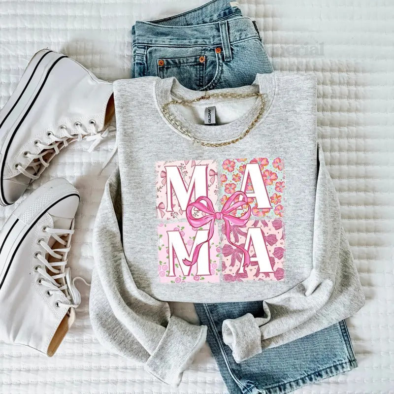 MAMA Sweatshirt, Cute MAMA Pullover, Mom Life Sweatshirt, Trendy Mom Sweatshirt, Gift for Mom, Cozy Sweatshirt for Mom,...