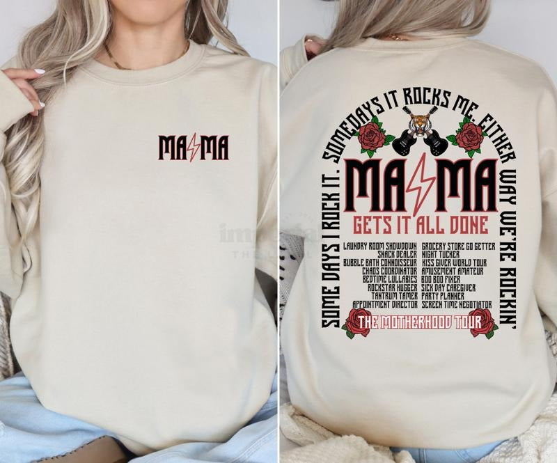 MAMA Sweatshirt, Must-Have Motivational Crewneck, Front and Back Statement Graphic, Cozy Unisex Streetwear, Soft Girl...