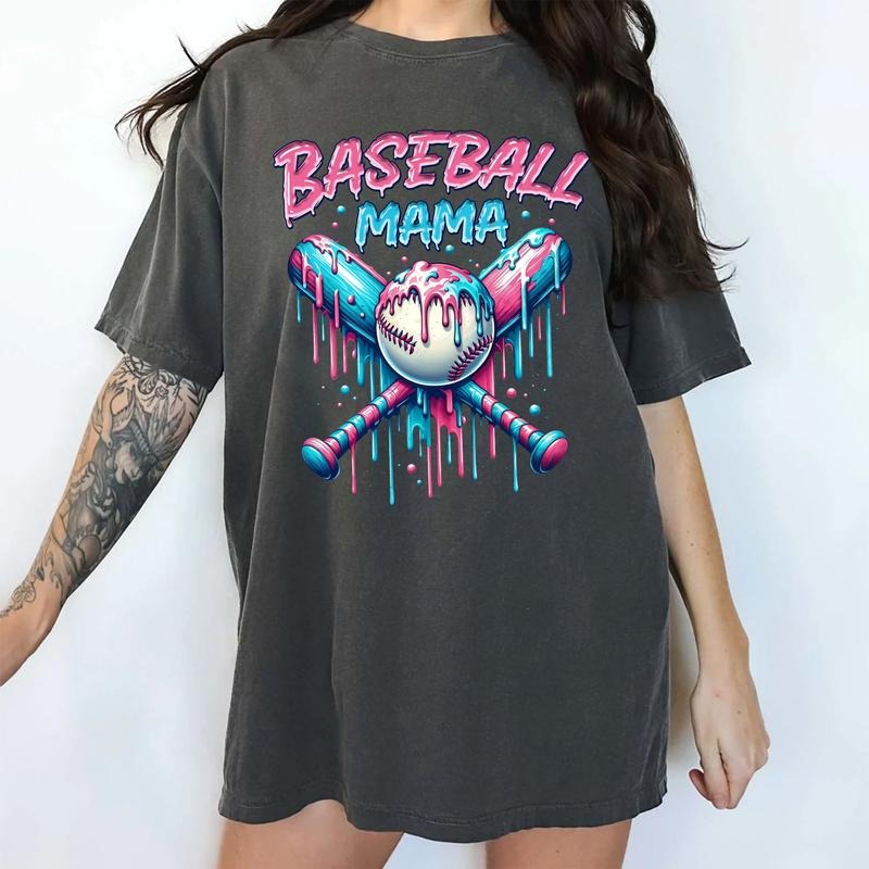MAPTEES Baseball Mama Comfort Colors Shirt Baseball Ice Cream Dripping Baseball Mom Mom Her T-Shirts, Hoodie, Sweatshirt