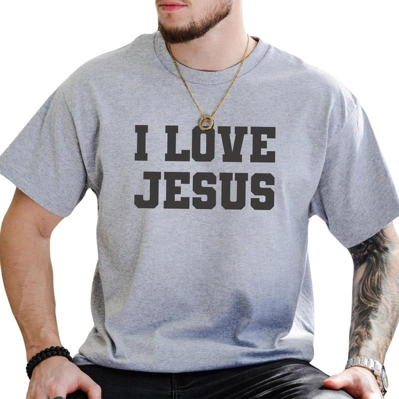 MAPTEES I Love Jesus Graphic Tee, Jesus Is King T-shirt For Men, Faith Based Shirt, Christian Men Tee, Religious Men...