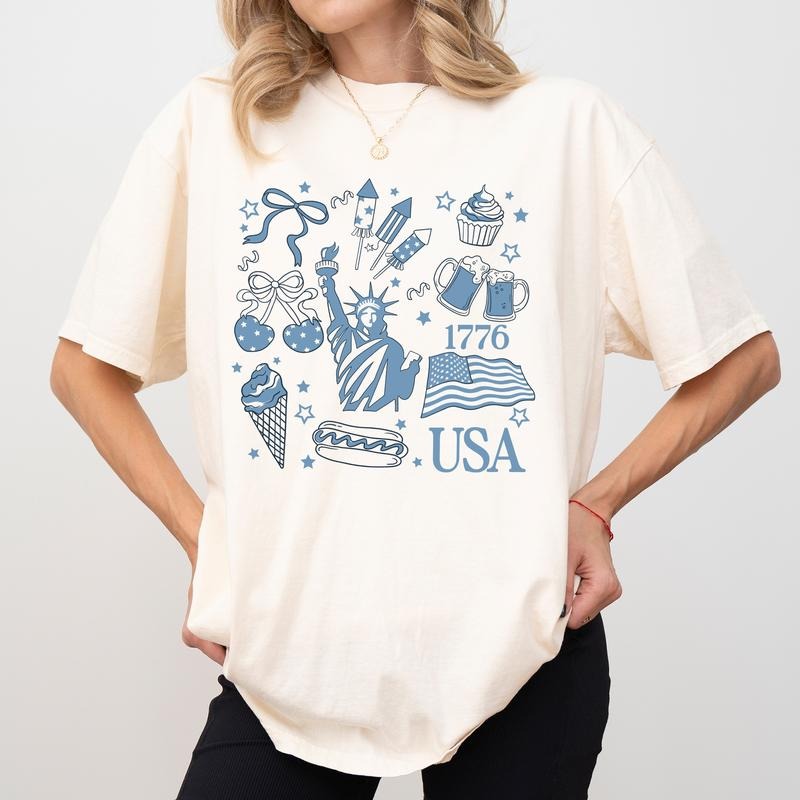 MAPTEES Retro Coquette America Comfort Colors Shirt Girly Memorial Day 4th July Land Free T-Shirts, Hoodie, Sweatshirt