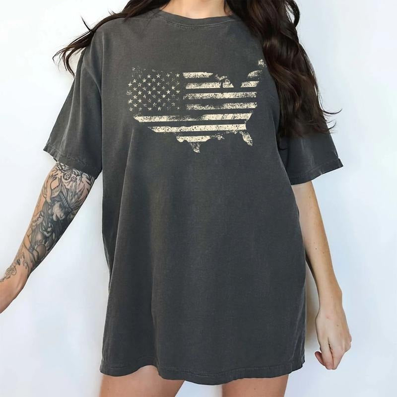 MAPTEES Vintage America Flag Comfort Colors Shirt Retro America Pride Vintage Patriot 4th July Memorial Day Shirt Shirt Hoodie Sweatshirt