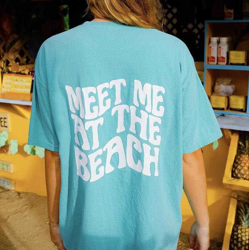 MEET ME AT THE BEACH OVERSIZED COMFORT COLOR UNISEX BEACH SHIRT COTTON Casual Fabric Hoodie Sweatshirt | PrintMintTees.com