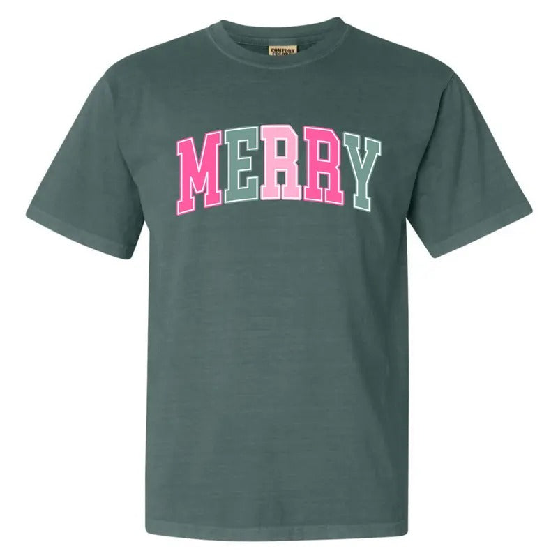 MERRY Varsity Letter Comfort Colors T-Shirt 'NLB' Hoodie, Sweatshirt | PrintMintTees.com
