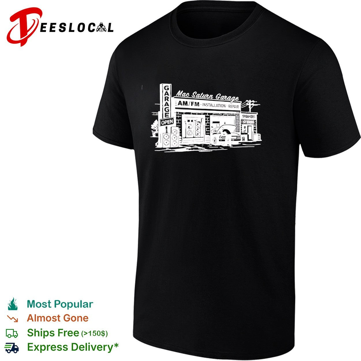 Mac Saturn Garage AM FM installation repair shirt