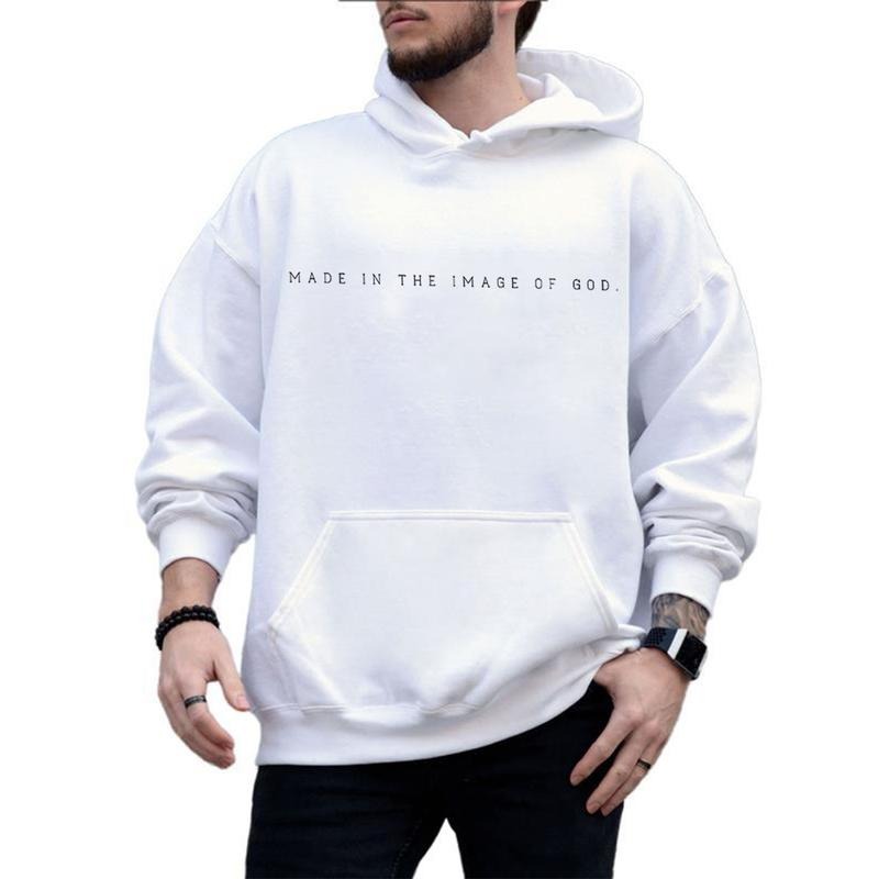 Made in the Image of God Christian God Bible Graphic Hoodie Fleece Fabric Casual Hooded Sweatshirt Trendy Tops Perfect...