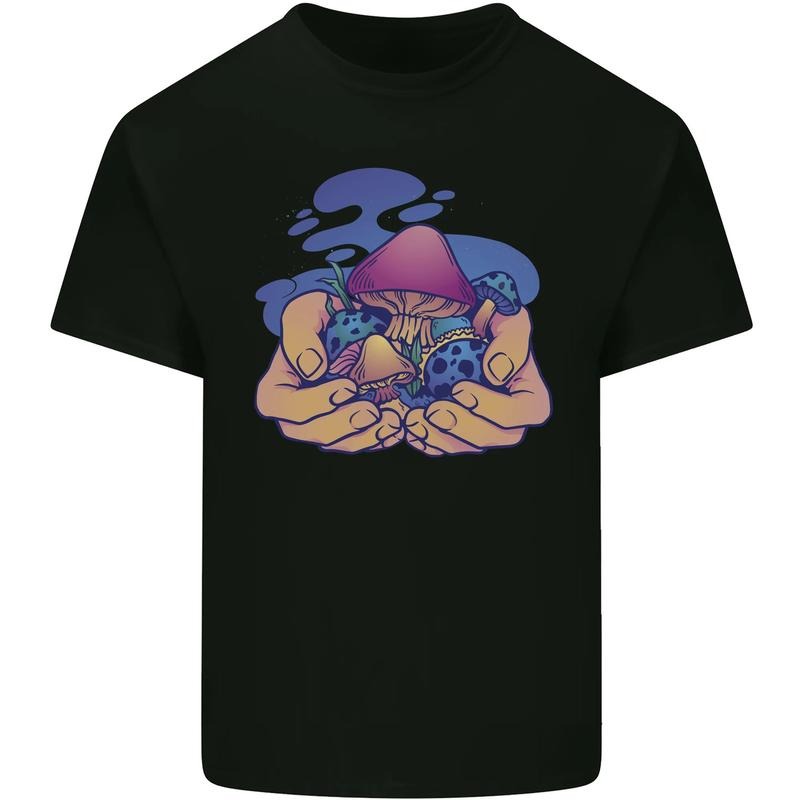 Magic Mushroom Hands Mycology Trippy Mens Cotton T-Shirt Tee Top Made in USA Hoodie Sweatshirt | PrintMintTees.com