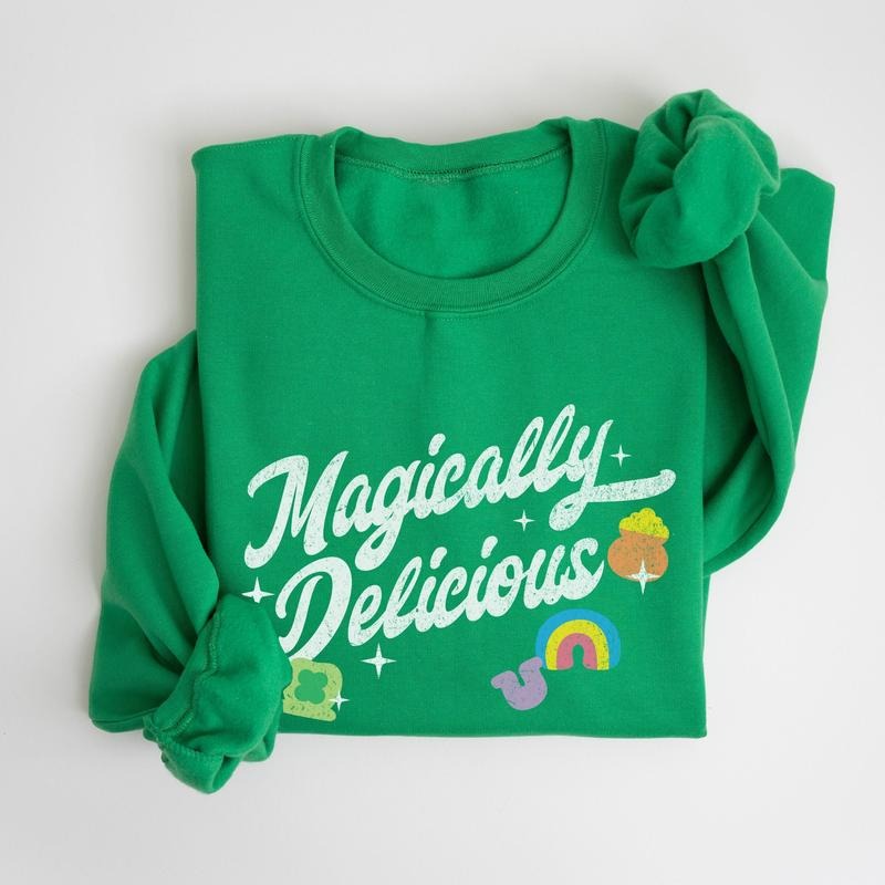 Magically Delicious Sweatshirt, 2025 St Patricks Day Shirt, Funny St Patrick's Day, Retro St Patrick's Day Sweatshirt, St...